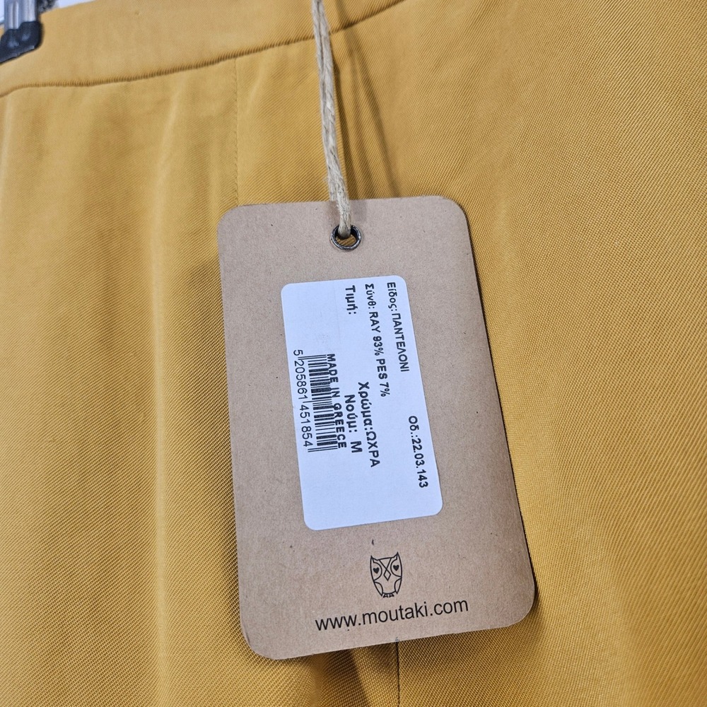 Moutaki Barrel Leg Pants Mustard Yellow High Waist Barrell Greek NWT Sz M - Picture 11 of 11